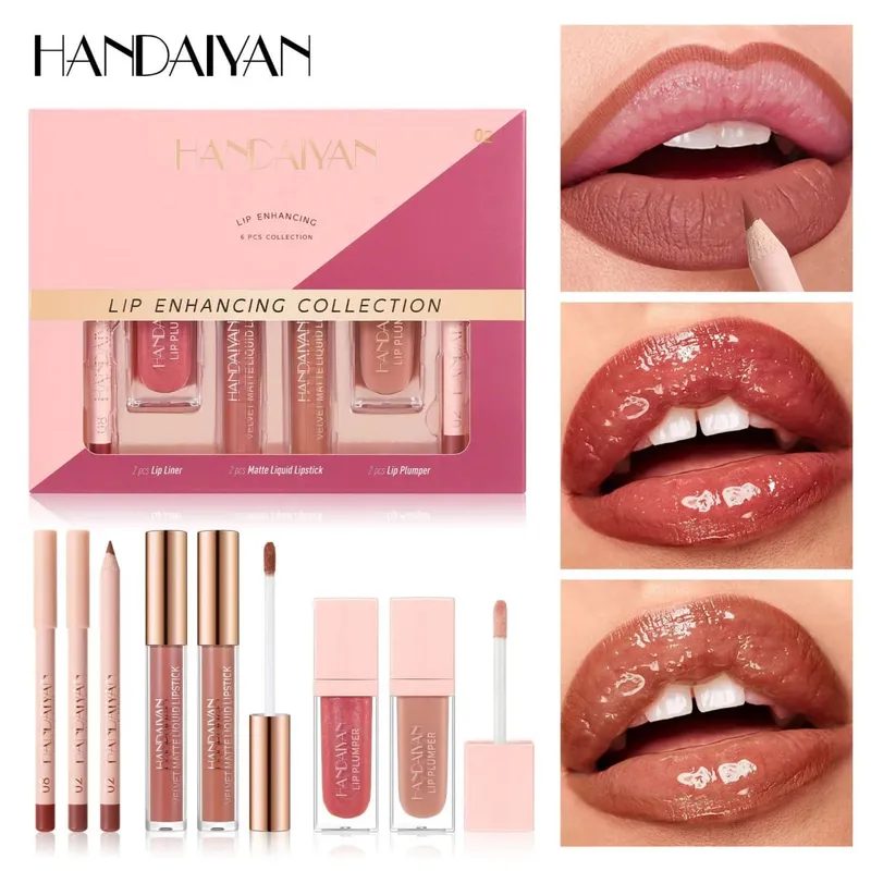 6-Piece Lip Makeup Set Waterproof Matte Liquid Lipstick Lip Gloss and Lip Liner Highly Pigmented and Easy to Apply — image 1
