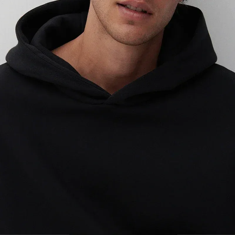 400GSM Oversized Frency Terry Autumn Winter Casual Cotton Men Woven High Quality Top Solid Color Hoodies Sweatshirt Streatwear — image 8