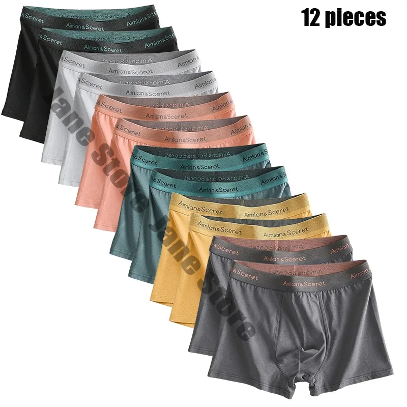 12Pcs Men's underwear Boxer Brief Plus size Cotton Panties Breathable Soft 40-130KG