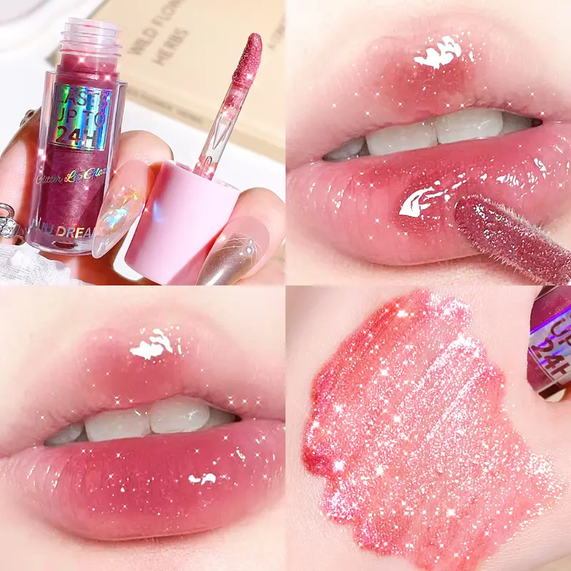 Sparkling Gloss Lip Balm – Water-Gloss Mirror Finish Moisturizing Hydrating Non-Sticky Cup-Proof Plump Lips