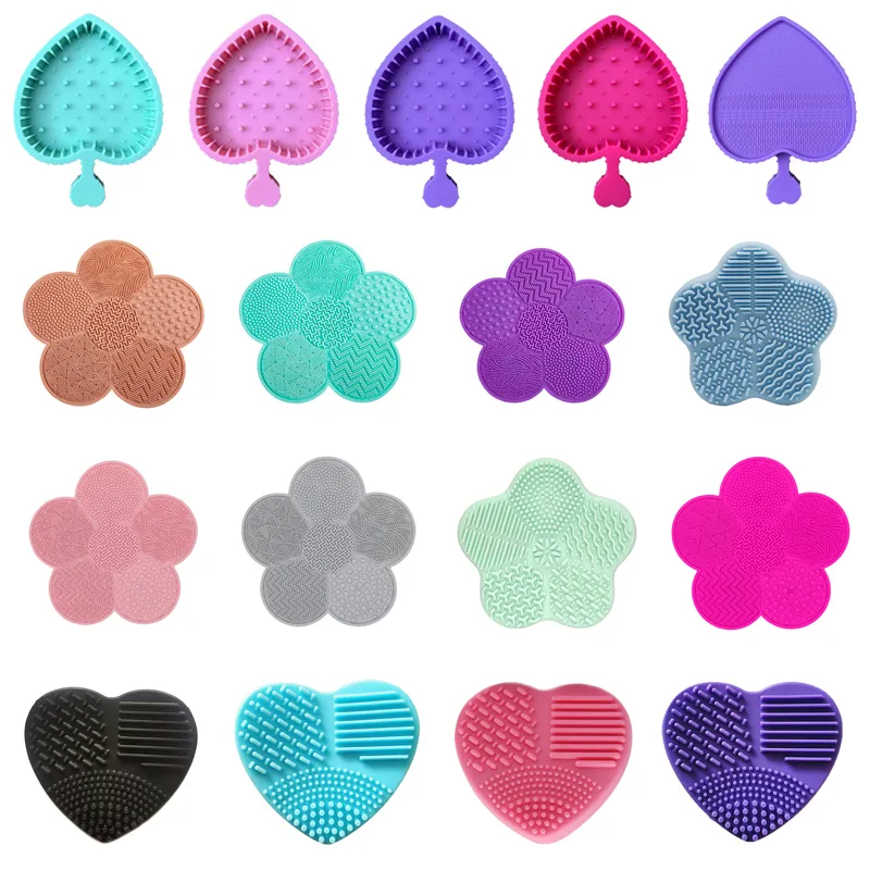 1pc Colorful Heart Shape Clean Make Up Brushes Wash Brush Silica Glove Scrubber Board Cosmetic Cleaning Tools For Makeup Brushe — image 1
