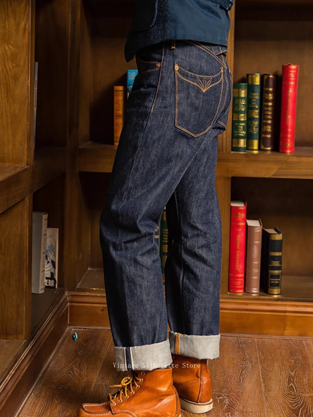 Red Tornado 350 Selvedge Jeans with Pocket Stitching Designs Buckle Back 14oz Raw Denim Pants
