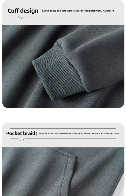 Customized Your Brand Logo DIY Design 600GSM Mens Hoodies High-quality Women Sweatshirt Solid Color Cotton Loose Streetwear — image 21