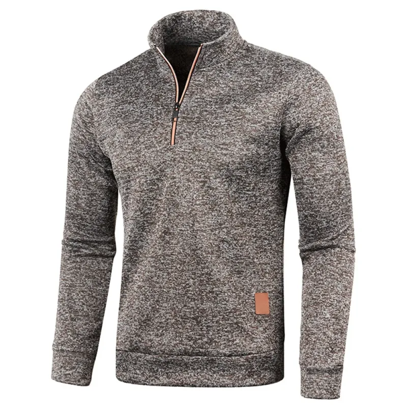 Moletons masculinos meio zíper pulôver masculino manga longa flleece suéter standcollar flocos de neve hoodies roupas masculinas — image 12