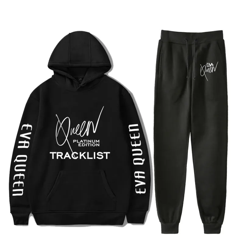 Hip Hop สบาย Eva Queen พิมพ์เสื้อกันหนาว Sweatpants ชุด Hoodies + กางเกงชุดชาย/หญิง 2 ชิ้นชุดเสื้อผ้า — image 12