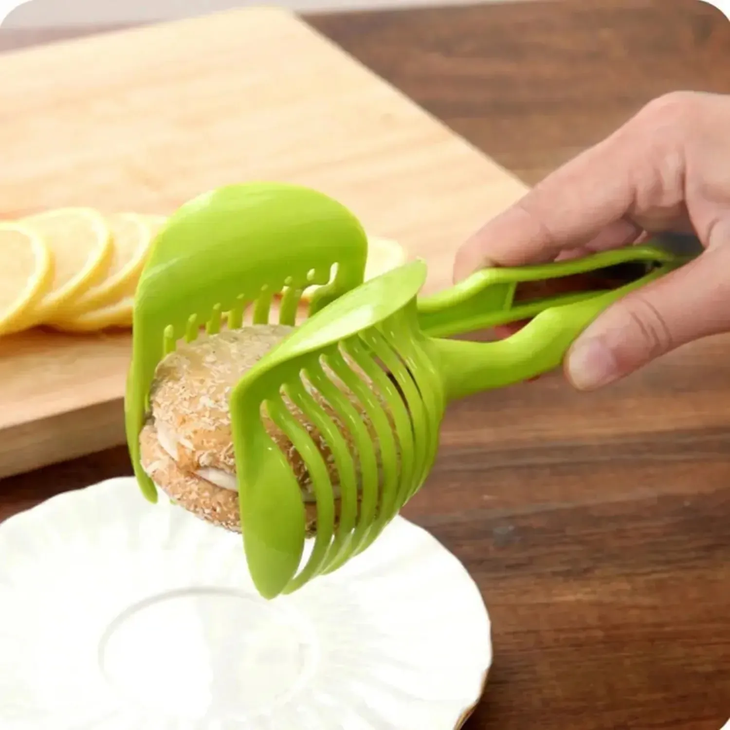 1Pcs Plastic Kitchen Handheld Potato Slicer Tomato Cutter Tool Lemon Cutting Cooking Kitchen Accessories — image 9