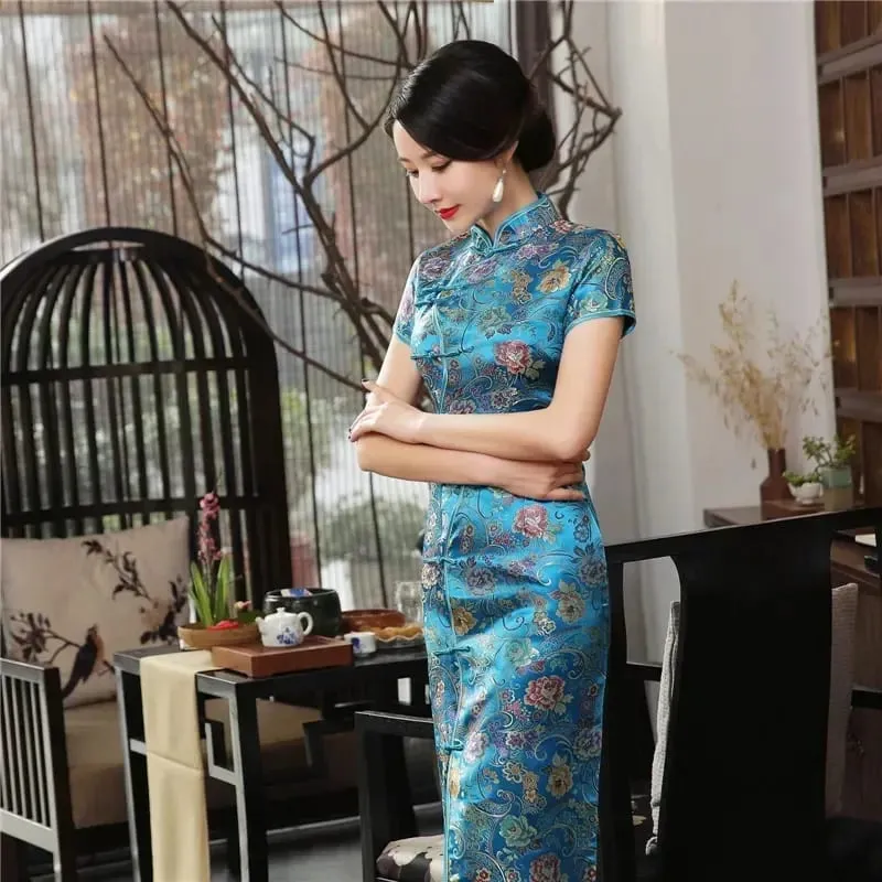 패션 의류 파티 빈티지 캐주얼 여름 우아한 중국어 번체 의류 Cheongsam 중국어 드레스 Qipao 민족 스타일