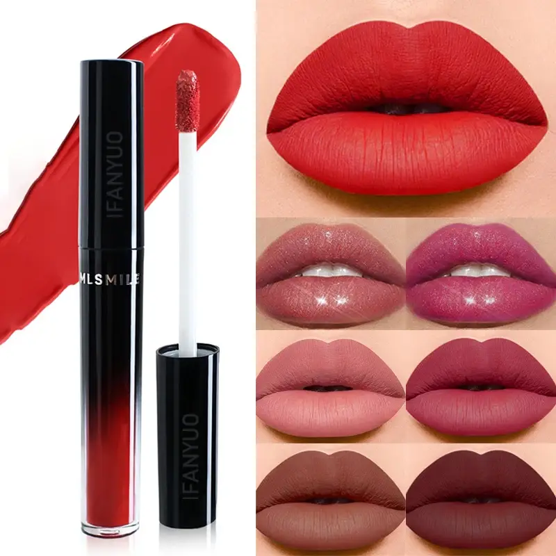 Waterproof Liquid Velvet Matte Lipstick Transparent Moisturizing Lip Oil Pearlescent Rich Color Lipgloss Tint Lasting Cosmetic — image 2