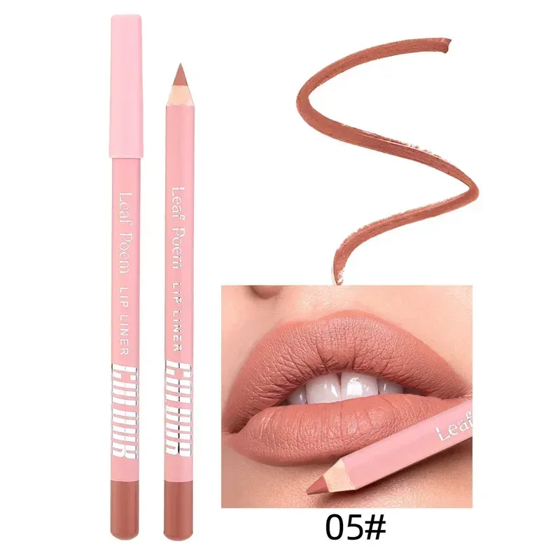 12-Color Waterproof Matte Lip Liner Pencil Lasting Smudge-Proof Lipliner Non-Transfer Formula Precise Outline Lip Pencil Makeup
