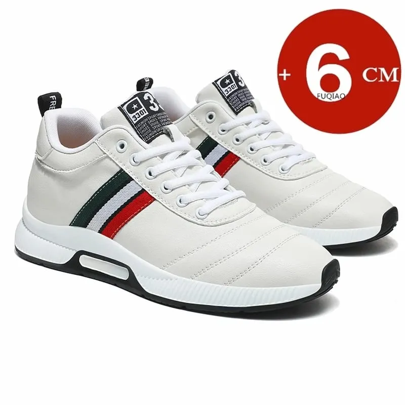 Men Leather Elevator Shoes Chunky Casual Sneakers Height Increase Insoles 6CM Heightening Shoes Tall Lift Sports Shoes — image 7