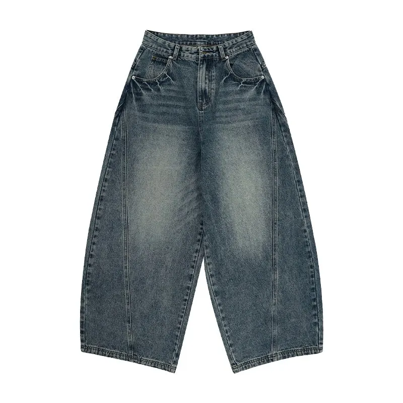 2025 Spring New Men's Jeans Oversized Wide Leg Pants Loose Vintage Patchwork Lightning Cracked Denim Trousers Streetwear Male — image 6