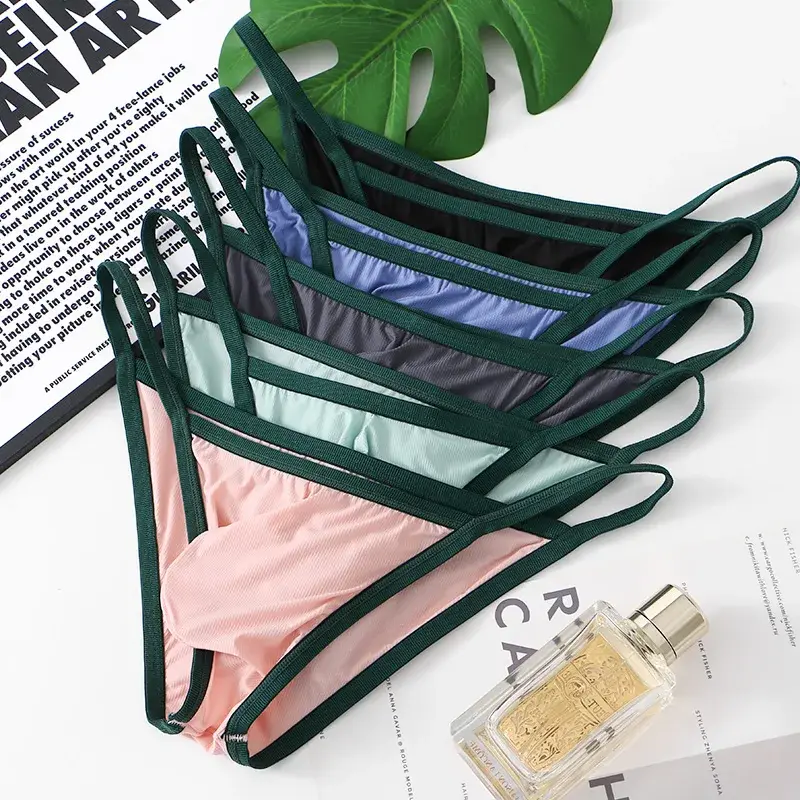 Men's Low-waist Ice Silk Briefs Breathable Thread Briefs Shorts Underwear — image 1
