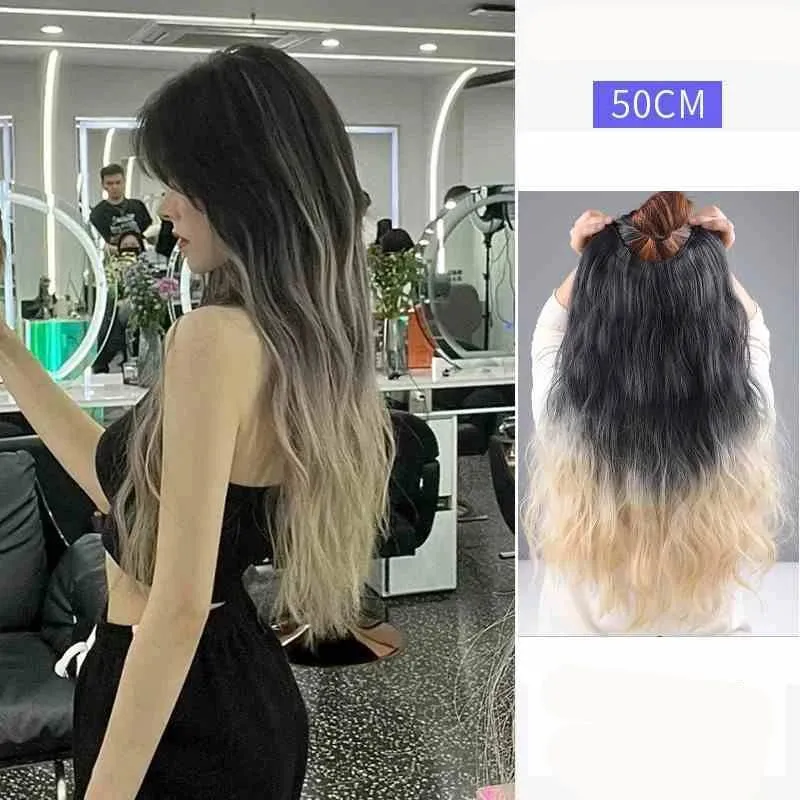 V-shaped One-Piece Synthetic 4 Clip In Hair Extensions Long Straight Hairstyle Hairpiece Colour 50CM Natural Fake Hair — image 26
