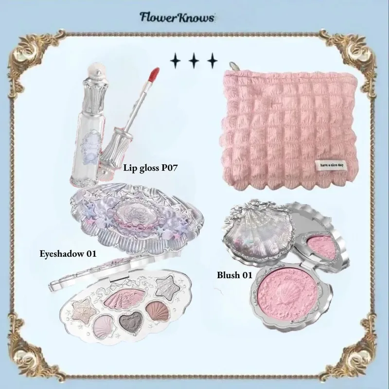 Makeup Flower Knows Set Swan Ballet Series Six Color Eyeshadow Palette Embossed Blusher Shine Lipstick Kit With Bag All In