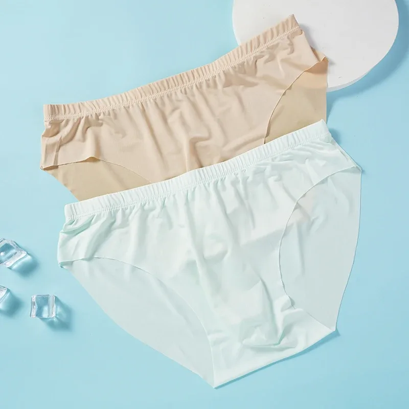 Slips d'été en soie glacée pour hommes, 4 pièces, transparents, sans couture, Sexy, séchage rapide, sous-vêtements respirants, culottes Ultra-fines — image 6