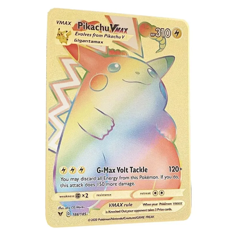 Kad Pokemon Vmax Logam Surat Pokémon Pikachu Gx Mewtwo Charizard Vstar Permainan Anime Mainan Besi Emas Kad Bermain Hadiah Kanak-kanak — image 11