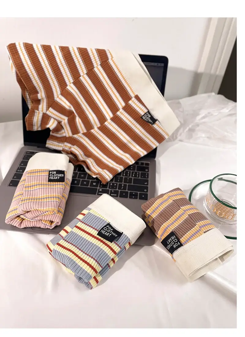 Men's Cotton Panties Sexy Stripe Comfortable Underpants Elastic Breathable Boxer Shorts U Bulge Pouch Male Underwear Cueca Homme — image 11