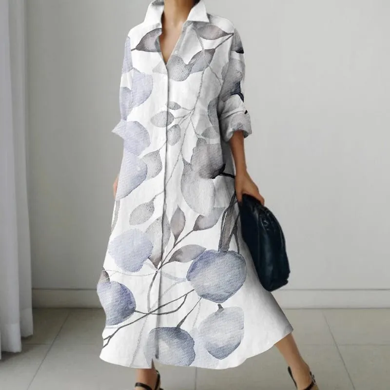 Casual Long Oversized Loose Long Sleeve Shirt Dresses Women's Elegant Repeatable V Neck Holiday Dresses 2023 Autumn — image 17