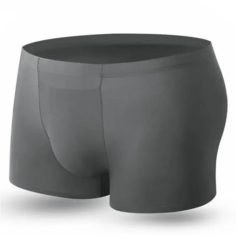Seamless Ice Silk Boxers Men Solid Color Male Underpants Ultra-thin Sexy Underwear Summer COOL Trunk Shorts