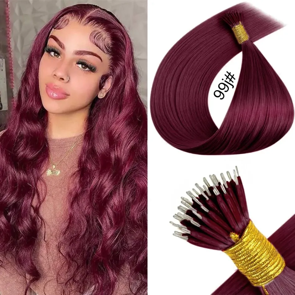 Nano Rings Hair Extension Real Human Hair Invisible Mini Silicone Beads Black Brown Blonde Microlink 100% Human Hair Extensions — image 17