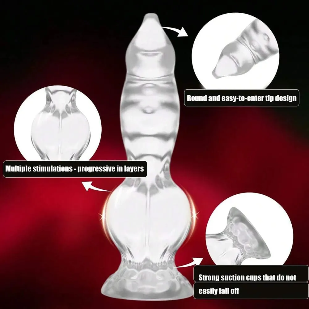 Klarer, geknoteter Hundedildo, realistischer Hundeknoten, Fantasie, weicher, flexibler Saugnapf, Sexspielzeug für Frauen und Männer
