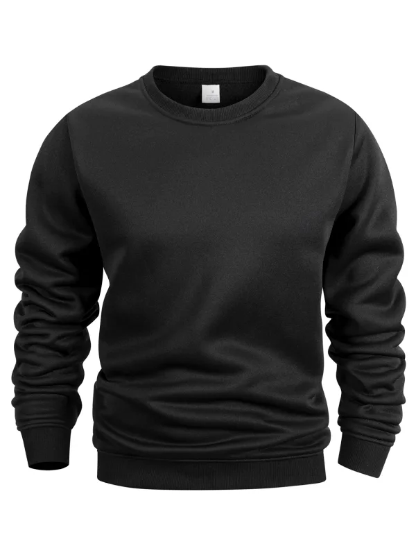 Men's Crew Neck Sweatshirts Solid Color Sweatwear Spring Outdoor Casual Daily Long Sleeve Pullover Hoodie Man Sportswear