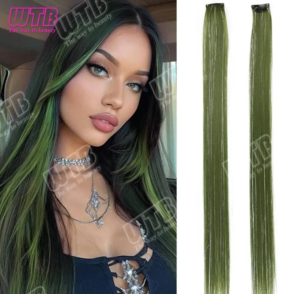 Peluca sintética de 60 cm, extensión de cabello coloreado estilo Clip BB con cable láser, adecuada para que mujeres y niñas la usen en días festivos y fiestas — image 14