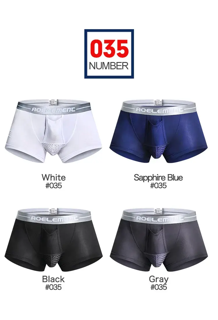 Bullet Separation Underwear Men's Ventilated and Breathable Summer Dry Underwear Ice Silk Pouch Ice Health Boxer Briefs — image 5