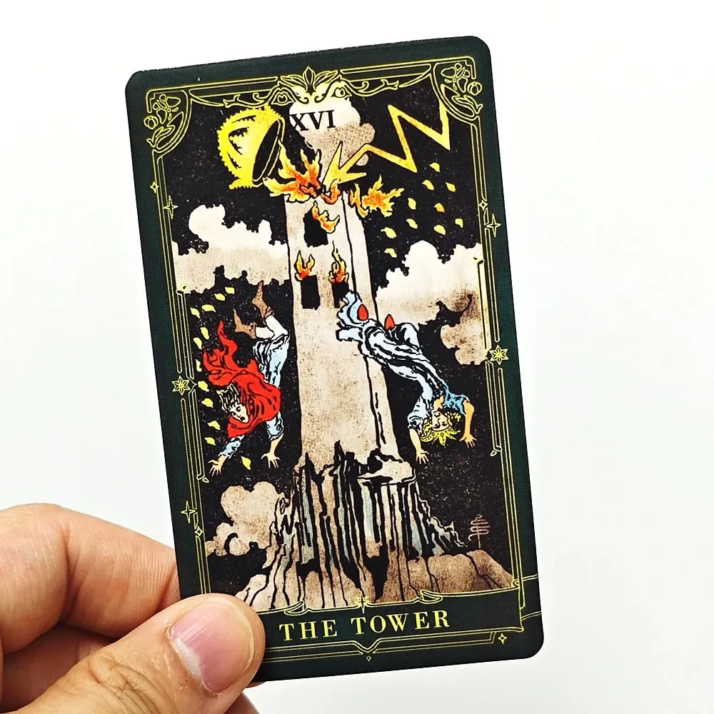 A.E. Tarot classique 78 pièces système Rider Waite cartes de Tarot avec bords dorés vert foncé avec guide pour débutants 10.3*6 cm — image 3