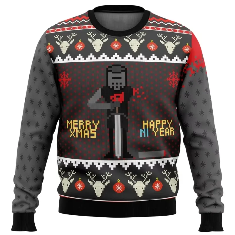 Natal papai noel dos desenhos animados anime graffiti retro inverno feio camisola 3dprint harajuku pulôver giản dị engraçado mang