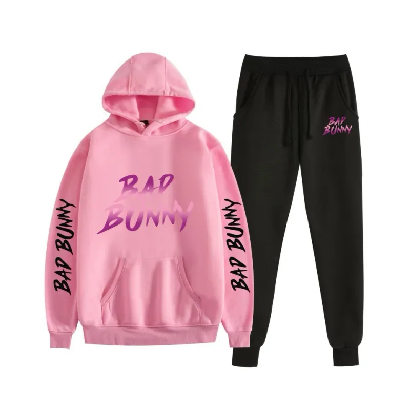 Costume Harajuku confortable imprimé mauvais lapin, sweat-shirt et pantalon de survêtement pour femmes, sweat à capuche + pantalon, ensemble 2 pièces pour garçons/filles — image 36