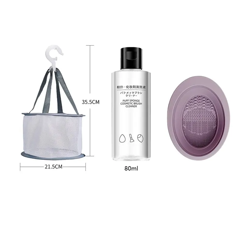 Makeup Brushes Sponge Blender Puff Cleaner Make Up Tools Washing Cleaning Liquid Bowl Air Drying Net Set For Powder Eyeshadow — image 6