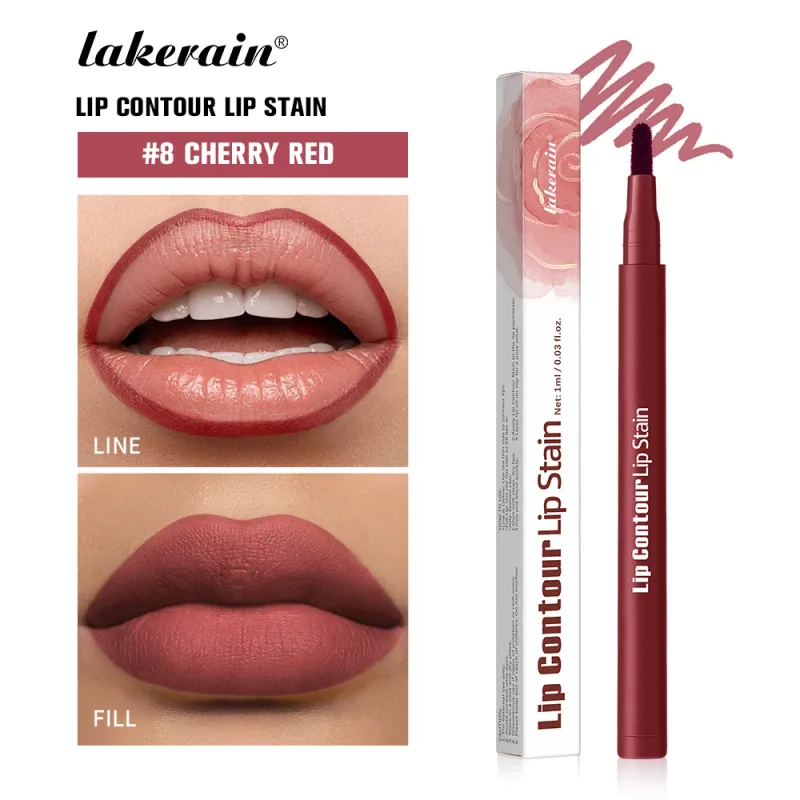 Lakerain Lip Contour Lip Stain Pen Smudge-proof Non-stick Cup Moisturizing Lip Makeup Cosmetic 2-in-1 Lip Stain & Liner