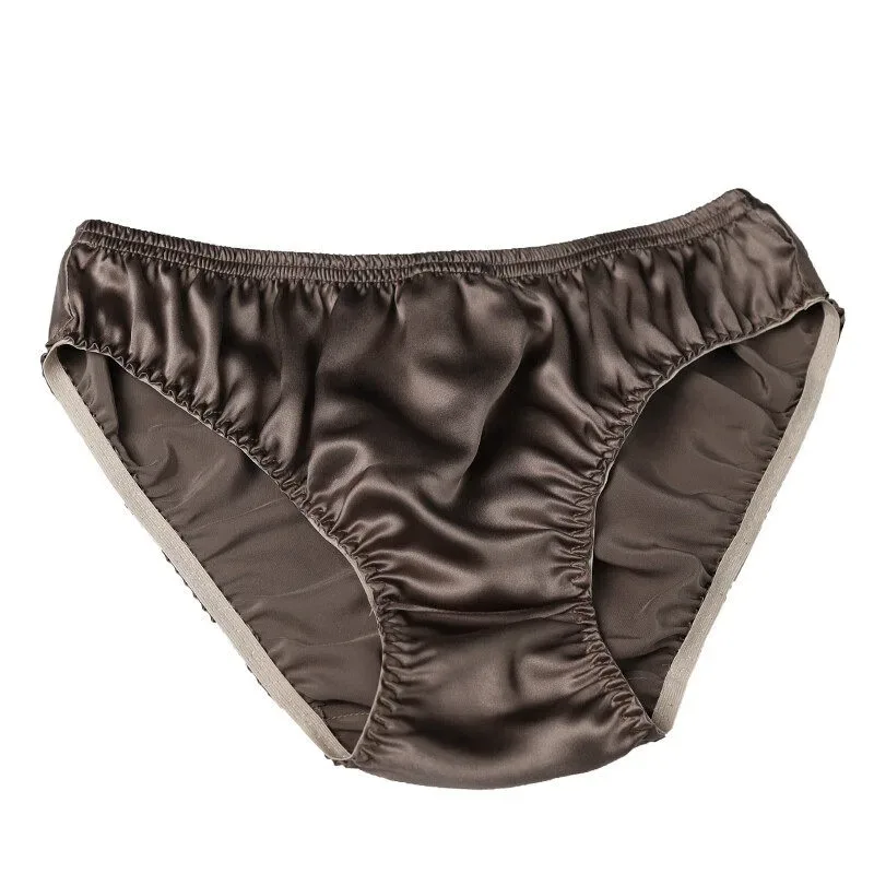 Pure Silk Mens Wrinkle Briefs Breathable Male Panties 100% Mulberry Silk Trigonometric Underwear Plus Size Men Boxers Summer — image 28