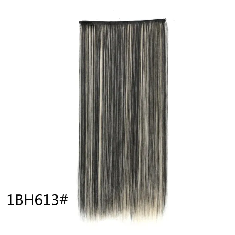 Synthetic 5-Clip One Piece Invisible Hair Extensions Long Straight 24Inch Heat Resistant Hairpiece for Women — image 12