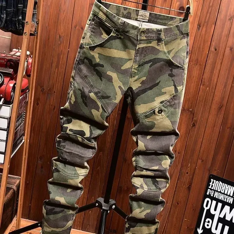Spring and Autumn New Fashion Camouflage Straight Stretch Small Legs Men's Casual Comfortable Breathable High-Quality Jeans 36 — image 5