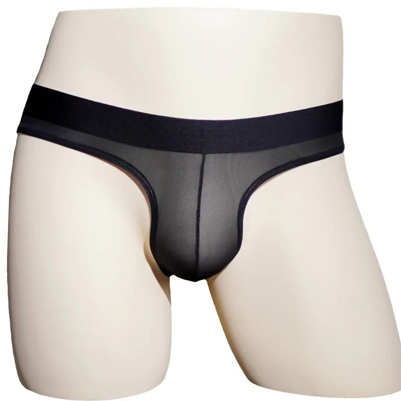 Ice Silk Briefs Men Oil Shiny Underwear Ultra Thin Traceless Underpants Transparent Smooth Bulge Pouch Panties Elastic Knicker
