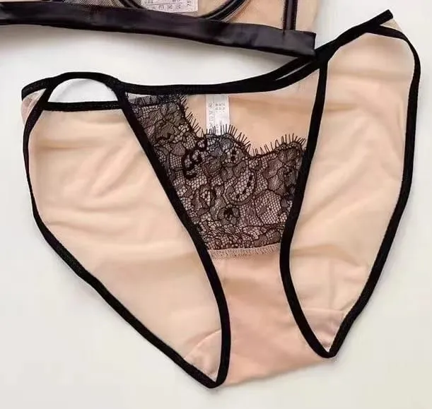 Premium Sheer Mesh Bra Set Fringed Lace Half-Cup Minimizer Ultra-Thin Luxury Lingerie Full Bust Coverage Slim Silhouette — image 14