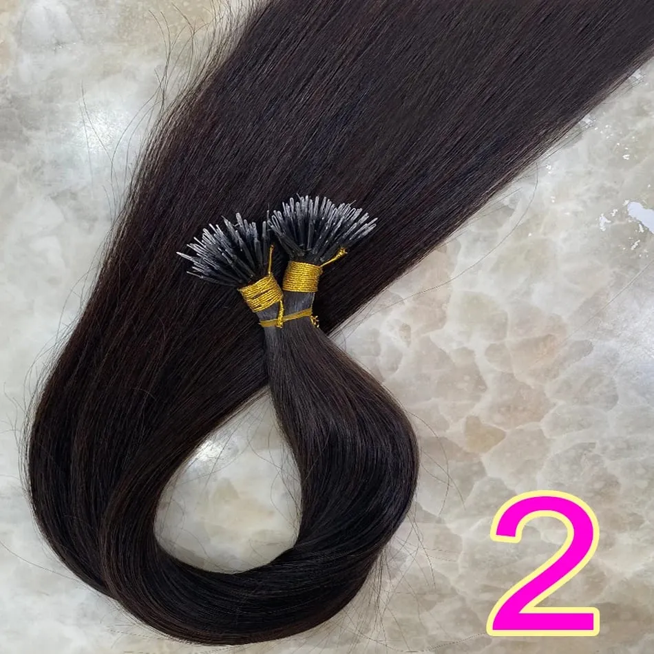 Micro Ring Hair Extension Ombre 100% Virgin Human Hair Extensions Nano Ring Micro Beads Tip Thick Full Head 18"-30"extensiónes — image 7