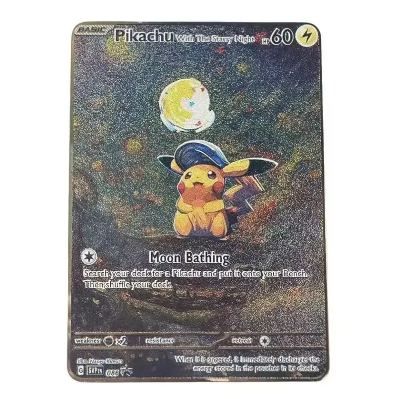 Van Gogh Museum Pokemon English Metal Card Anime Pikachu Charizard Mewtwo Shiny Letters Game Collection Card Kids Toy Gifts — image 10