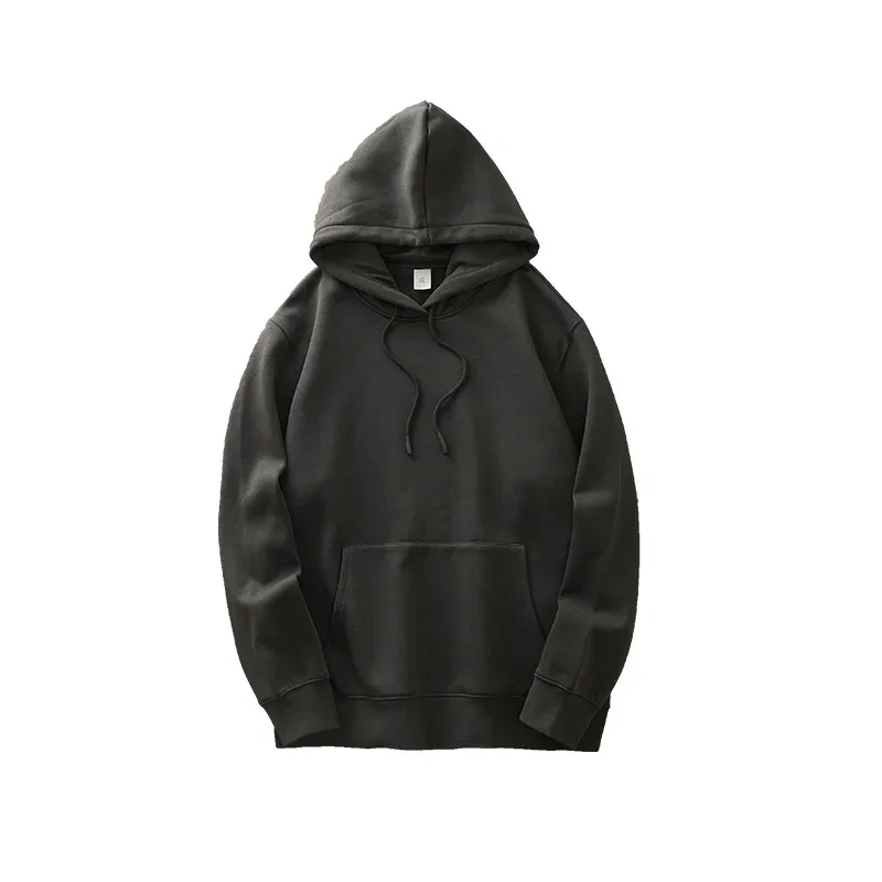 Casual Hooded Shirt for Men Winter Ticken Solid Color Loose Basics Fleece Hoodies Long-Sleeve Sweatshirt Men's Clothing — image 8