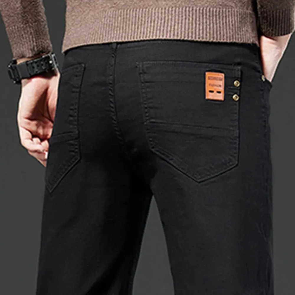 Men White Jeans Elasticity Straight Slim Fit Casual Soft Business Classic Brand Trousers Fashion Advanced Stretch Denim Pants