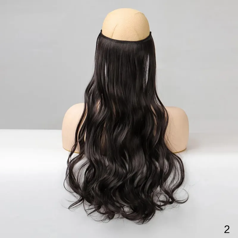 Extensões de cabelo de fio invisível de 32 polegadas, preto encaracolado, sem clipe, uma peça de cabelo sintético para mulheres, natural, longo, resistente ao calor