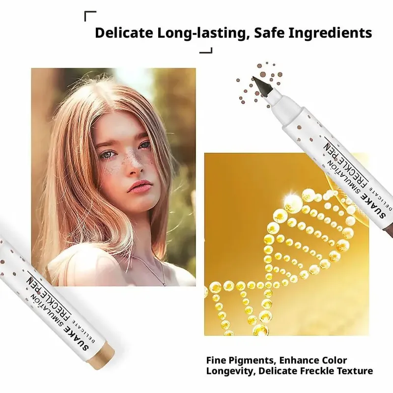 Natural Simulation Freckle Stamp Pen Lifelike Fake Freckles Pen for Lasting Look Dot Spot Pen Makeup for Women Makep Light/Dark