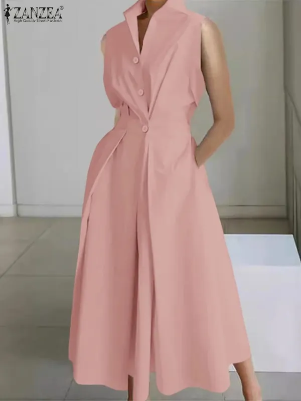 Elegant Chic Women Long Dresses Casual Short Sleeve Collared High Waisted Casual & Day Shirt Dress Solid Color S-3XL — image 13