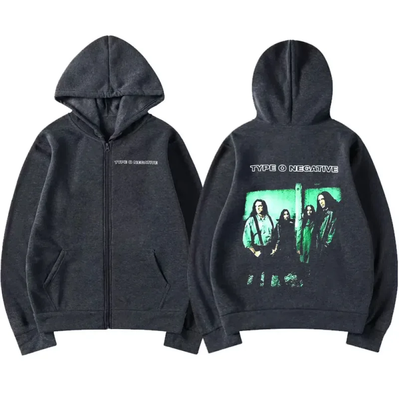 Rock Band Type O Negative 1996 All You Need Is Blood Zip Up Hoodies Gothic Vintage Zipper Sweatshirts Men's Women Jackets Hoodie — image 8