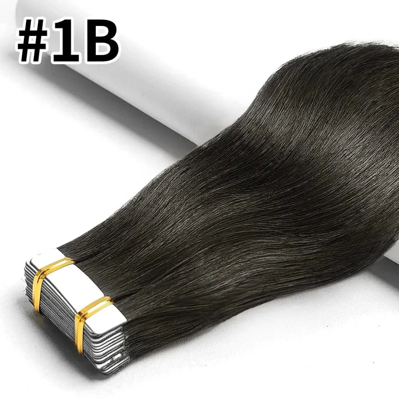 Colored Bone Straight Tape In Hair Extensions 100% Human Hair Invisible Seamless Skin Weft Tape In Human Hair Extensions 26 Inch — image 9