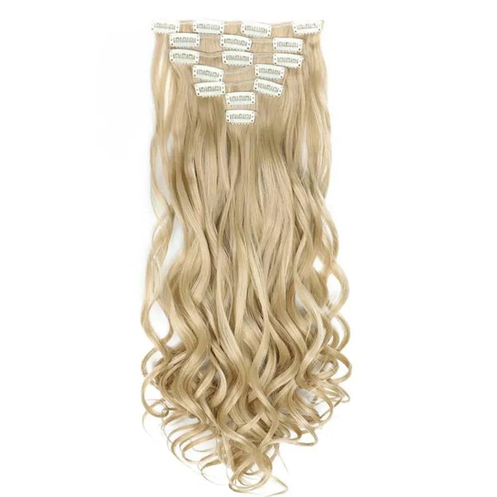 Soowee Synthetic Hair Curly Brown Blonde Clip In Grey Hair Extensions Hairpiece Fake Hair Piece for Women — image 17