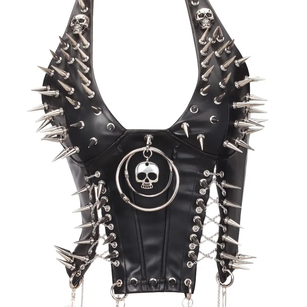 Goth Top Y2K Clothes Women's Tanks Emo Clothing Gothic Boho Tops with Spikes Punk Rock Teens Festival Spiked Bra Grunge T Shirt — image 10