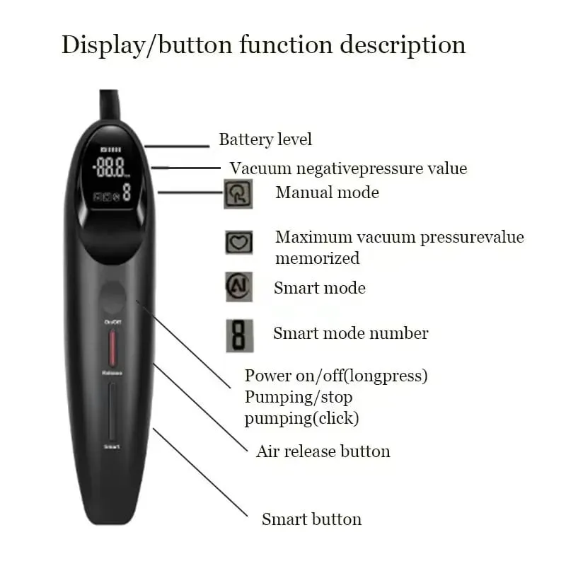 Electric Handle For Acrylic Penis Pump Smart Intelligent Charging Sex Toy Accessories hot Extraction suction Air Sex Machines — image 5